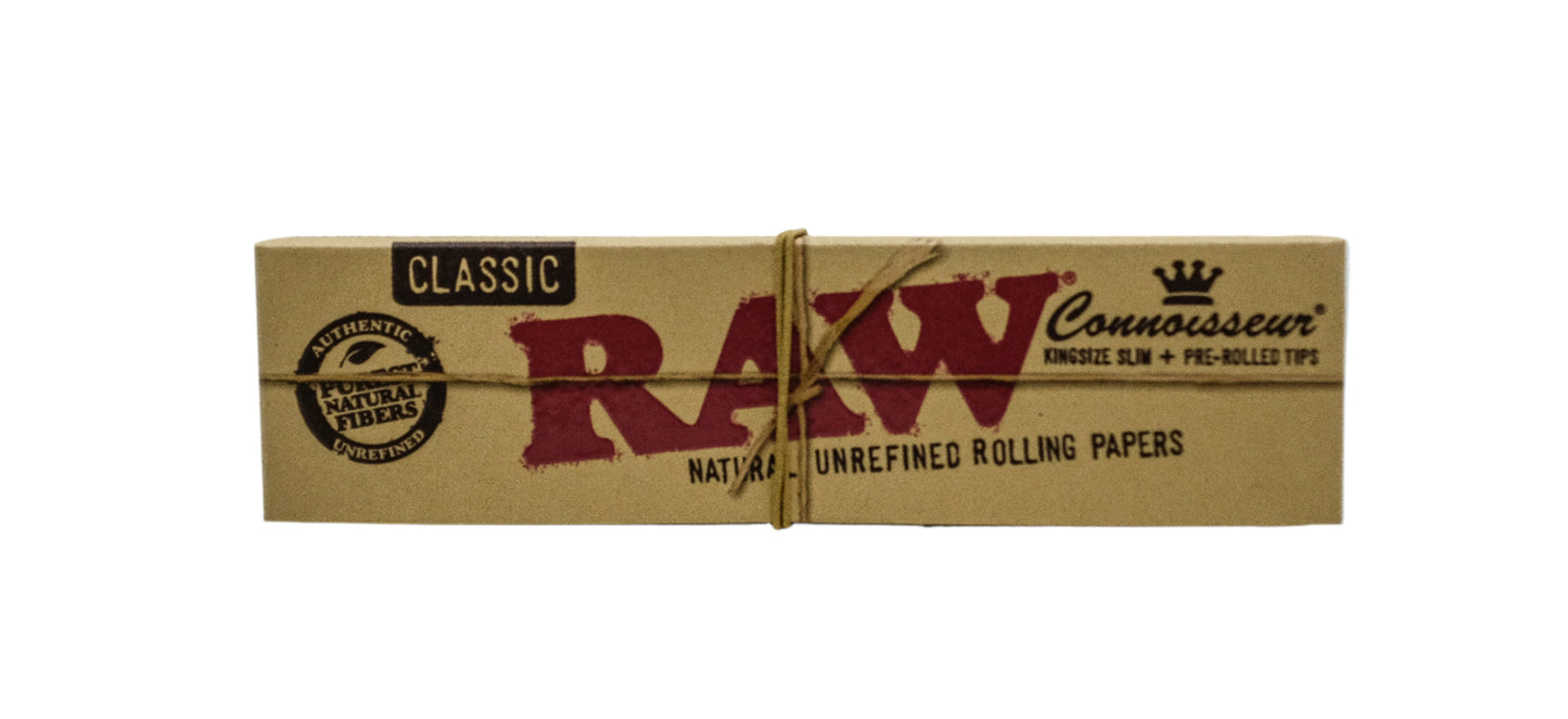 RAW CONNOISSUER KING SIZE ROLLING PAPERS WITH TIPS